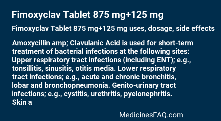 Fimoxyclav Tablet 875 mg+125 mg