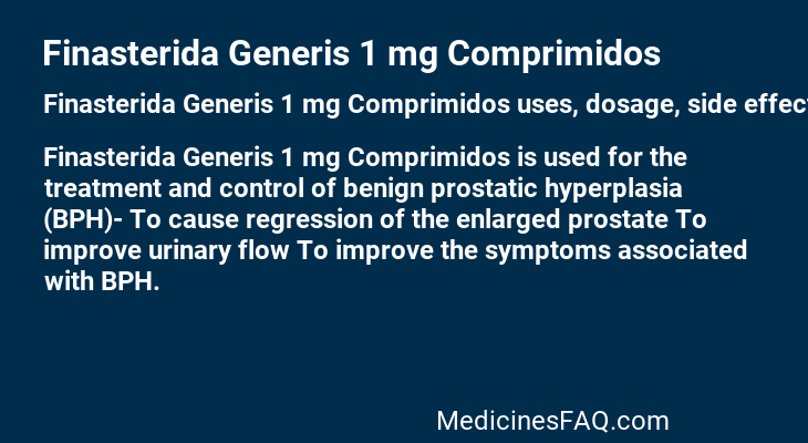 Finasterida Generis 1 mg Comprimidos