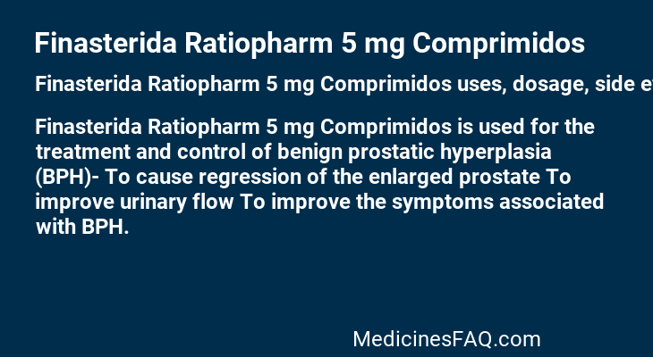 Finasterida Ratiopharm 5 mg Comprimidos