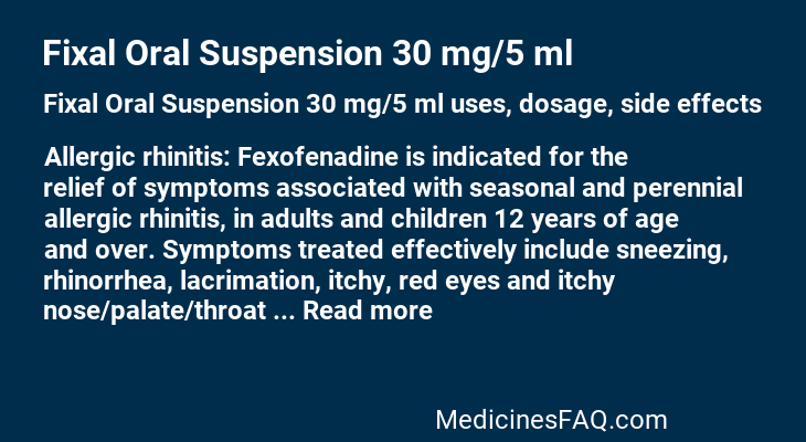 Fixal Oral Suspension 30 mg/5 ml