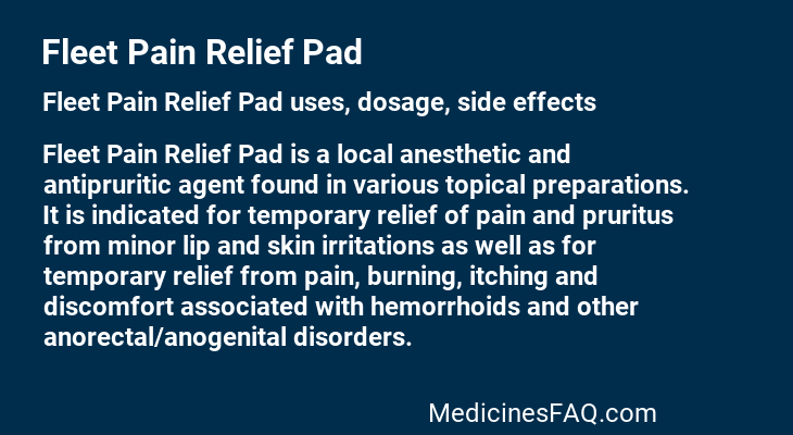 Fleet Pain Relief Pad