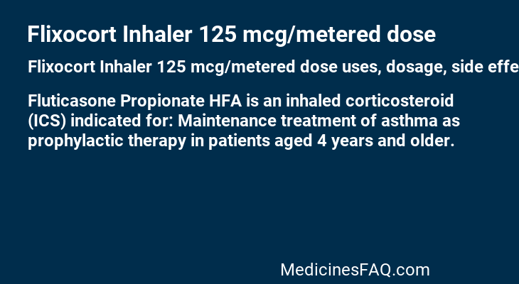 Flixocort Inhaler 125 mcg/metered dose