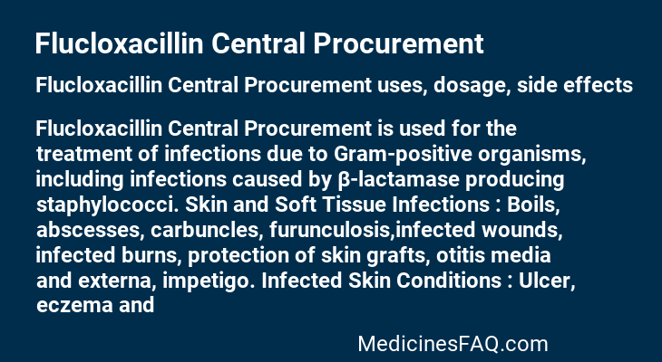 Flucloxacillin Central Procurement