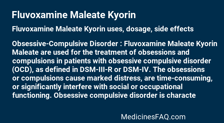 Fluvoxamine Maleate Kyorin