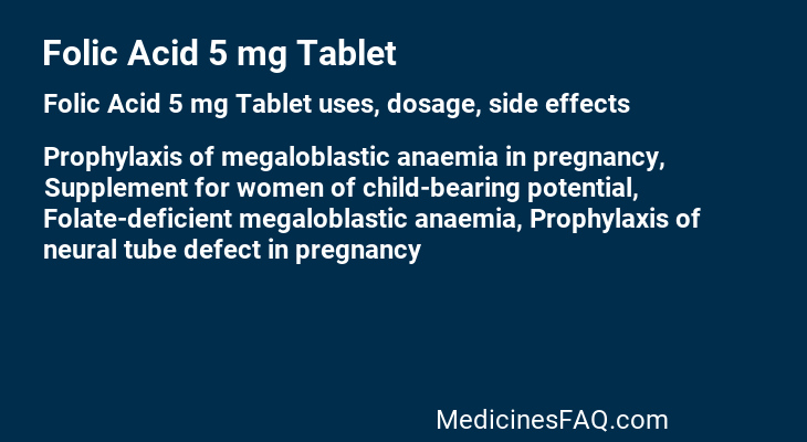 Folic Acid 5 mg Tablet