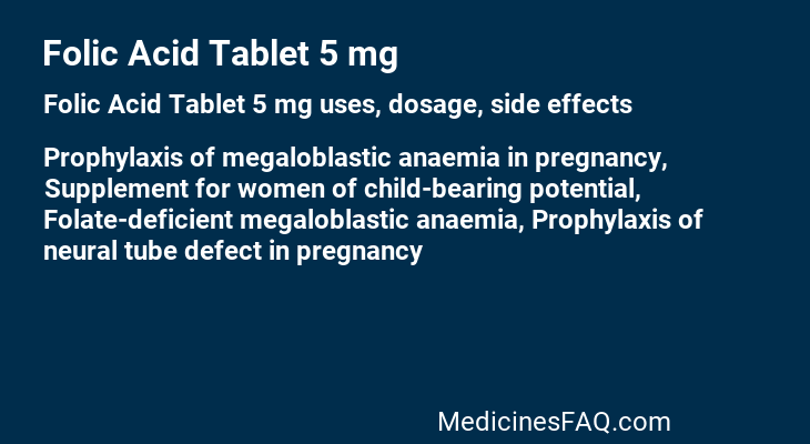 Folic Acid Tablet 5 mg