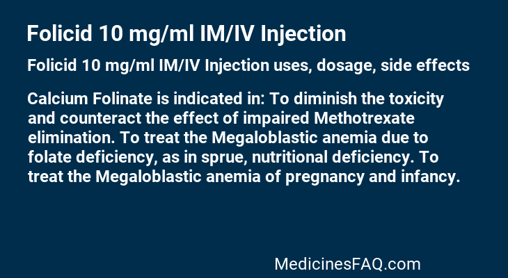 Folicid 10 mg/ml IM/IV Injection