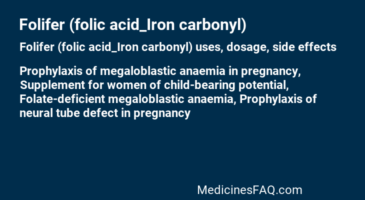 Folifer (folic acid_Iron carbonyl)