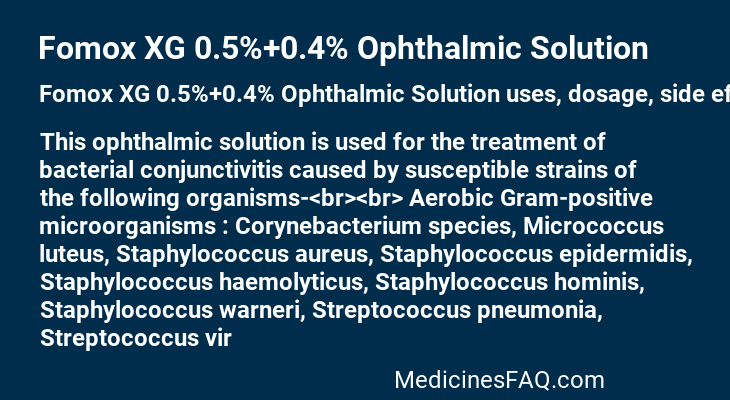 Fomox XG 0.5%+0.4% Ophthalmic Solution