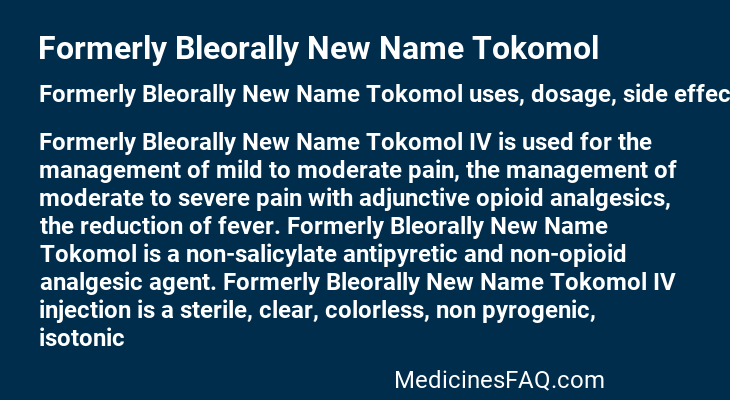 Formerly Bleorally New Name Tokomol