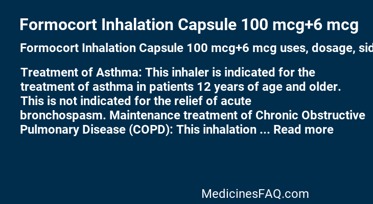 Formocort Inhalation Capsule 100 mcg+6 mcg