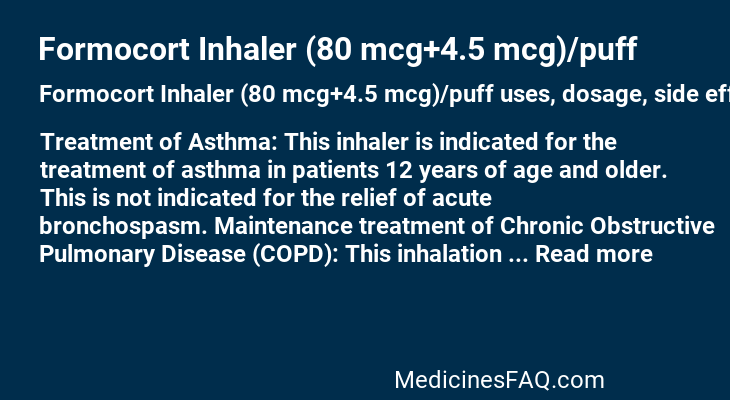 Formocort Inhaler (80 mcg+4.5 mcg)/puff