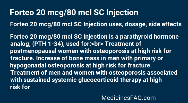 Forteo 20 mcg/80 mcl SC Injection