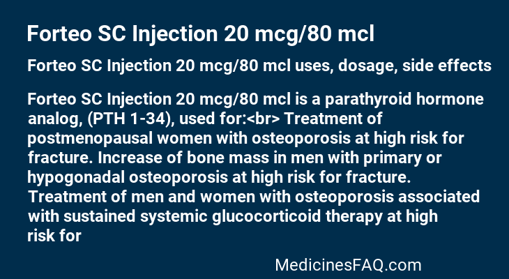 Forteo SC Injection 20 mcg/80 mcl