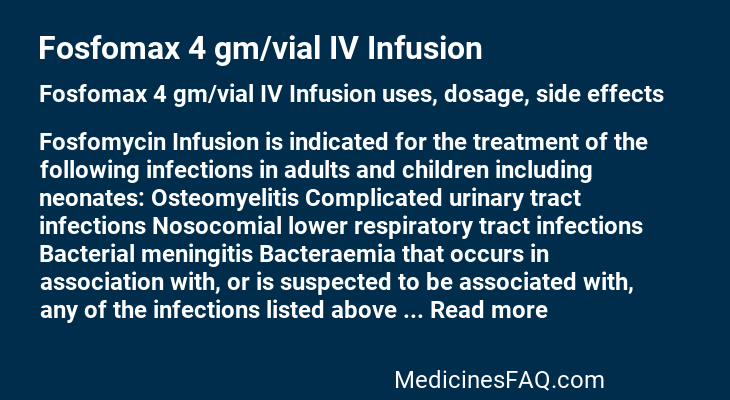 Fosfomax 4 gm/vial IV Infusion