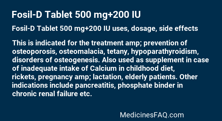 Fosil-D Tablet 500 mg+200 IU