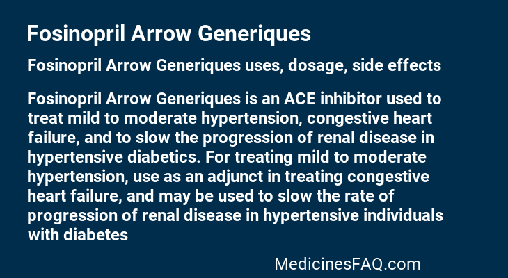 Fosinopril Arrow Generiques