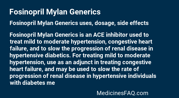 Fosinopril Mylan Generics