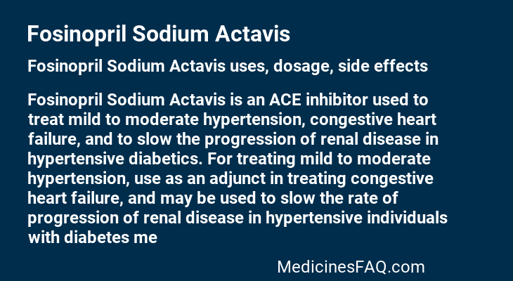 Fosinopril Sodium Actavis