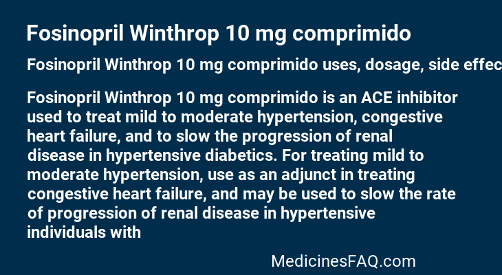 Fosinopril Winthrop 10 mg comprimido