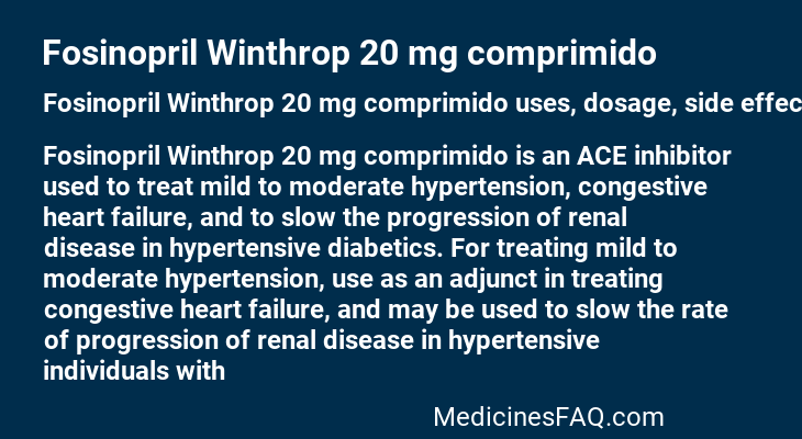 Fosinopril Winthrop 20 mg comprimido