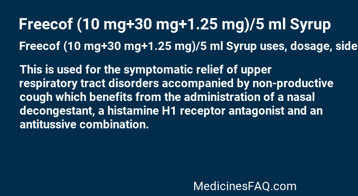 Freecof (10 mg+30 mg+1.25 mg)/5 ml Syrup