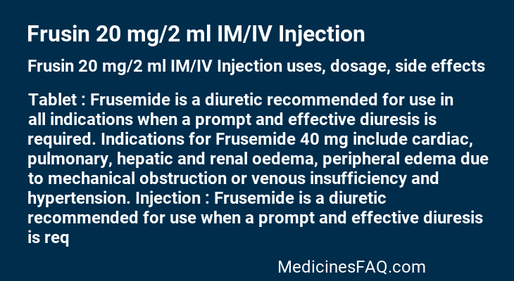 Frusin 20 mg/2 ml IM/IV Injection