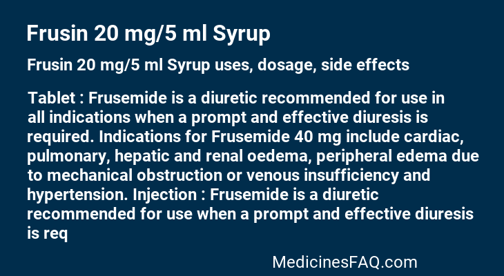 Frusin 20 mg/5 ml Syrup