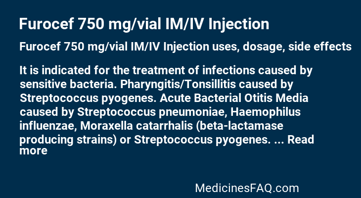 Furocef 750 mg/vial IM/IV Injection