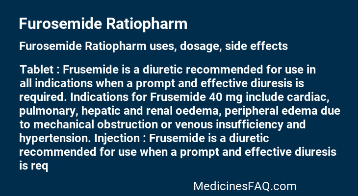 Furosemide Ratiopharm