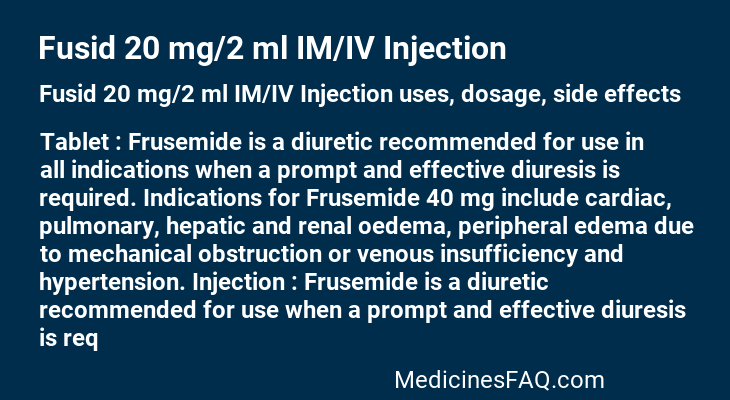 Fusid 20 mg/2 ml IM/IV Injection