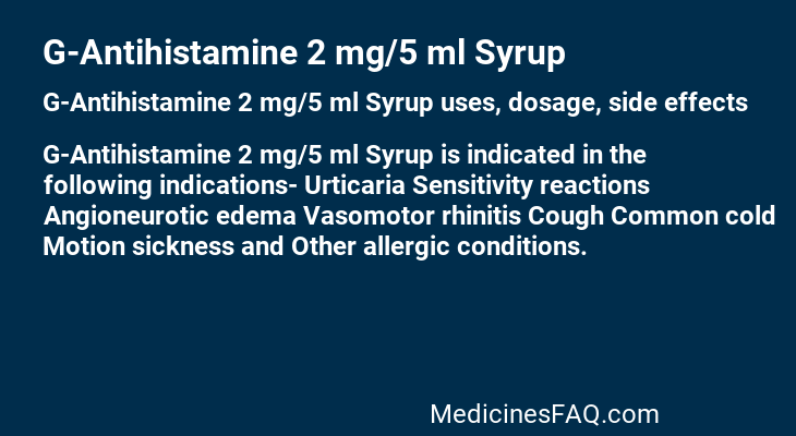 G-Antihistamine 2 mg/5 ml Syrup