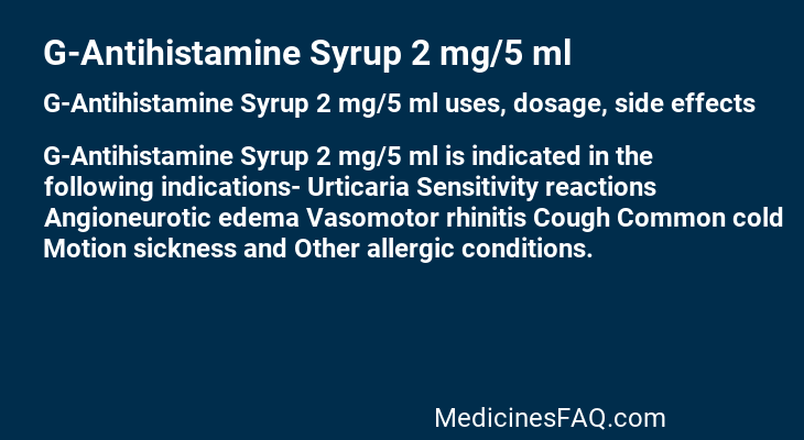 G-Antihistamine Syrup 2 mg/5 ml