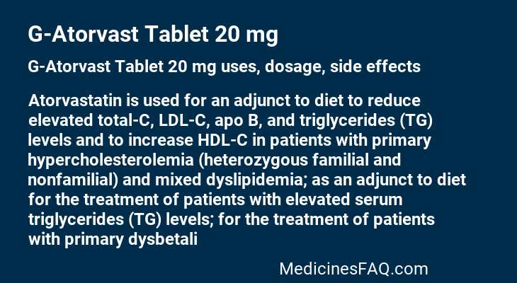 G-Atorvast Tablet 20 mg