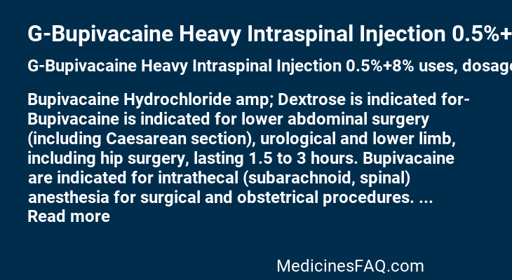 G-Bupivacaine Heavy Intraspinal Injection 0.5%+8%