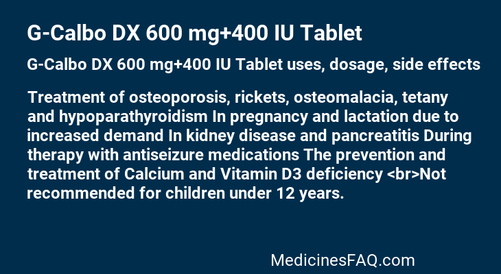 G-Calbo DX 600 mg+400 IU Tablet