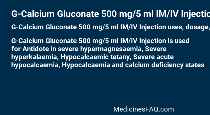 G-Calcium Gluconate 500 mg/5 ml IM/IV Injection