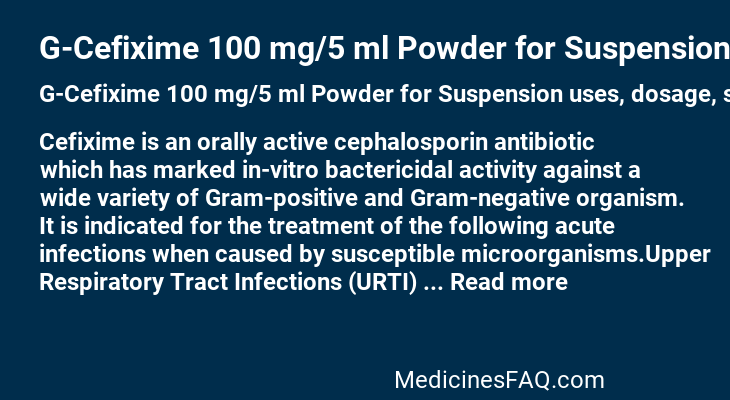 G-Cefixime 100 mg/5 ml Powder for Suspension