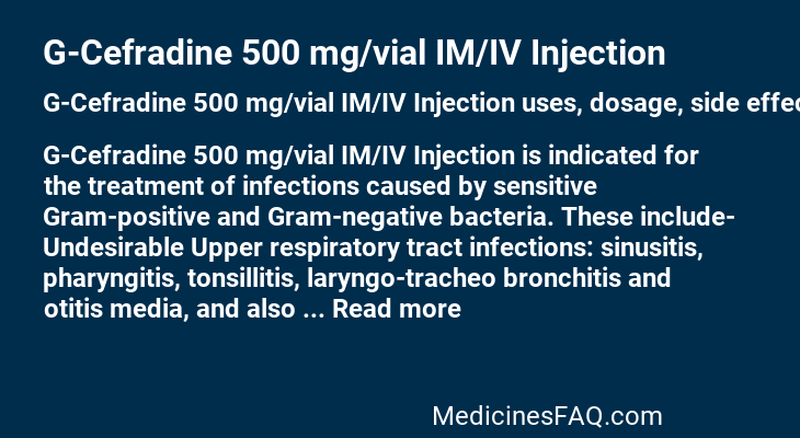 G-Cefradine 500 mg/vial IM/IV Injection