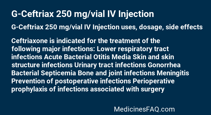 G-Ceftriax 250 mg/vial IV Injection