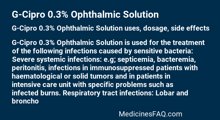 G-Cipro 0.3% Ophthalmic Solution