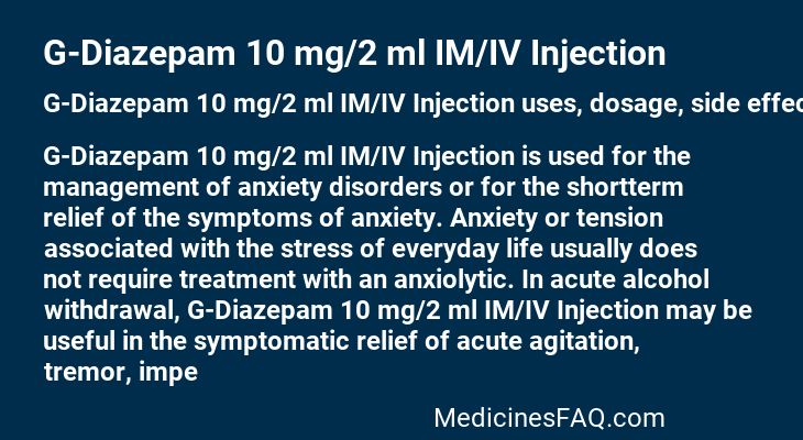 G-Diazepam 10 mg/2 ml IM/IV Injection