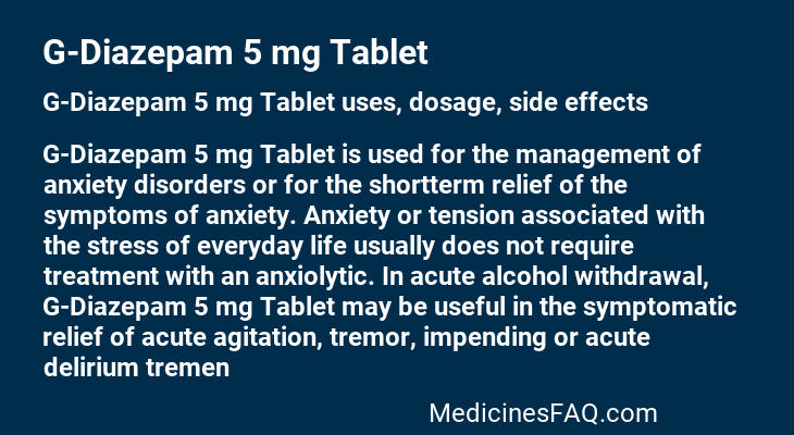 G-Diazepam 5 mg Tablet