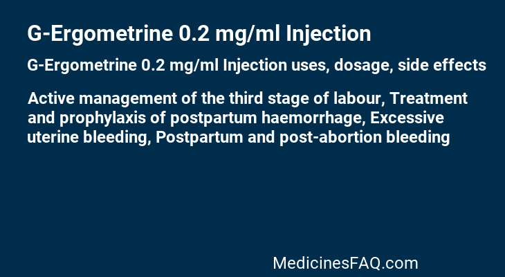 G-Ergometrine 0.2 mg/ml Injection