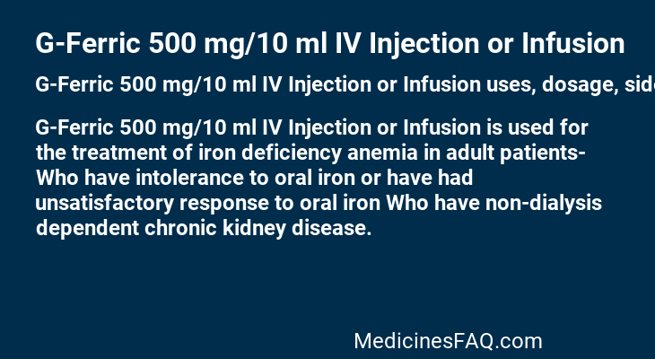 G-Ferric 500 mg/10 ml IV Injection or Infusion