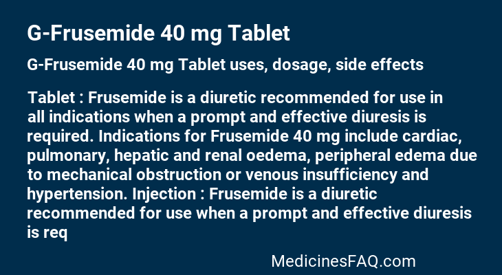 G-Frusemide 40 mg Tablet