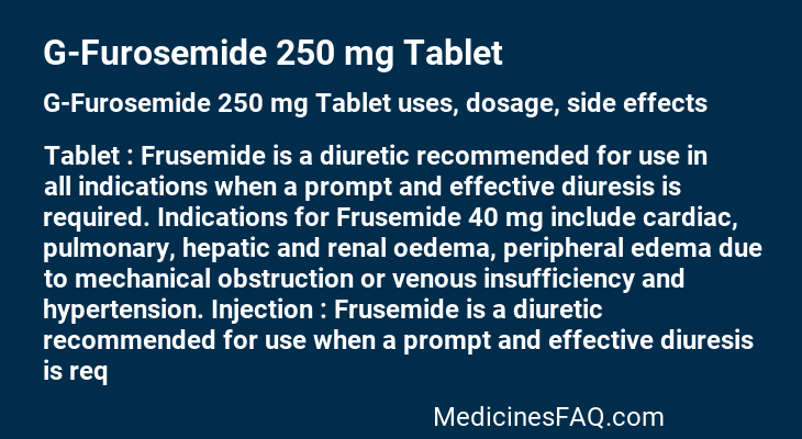 G-Furosemide 250 mg Tablet