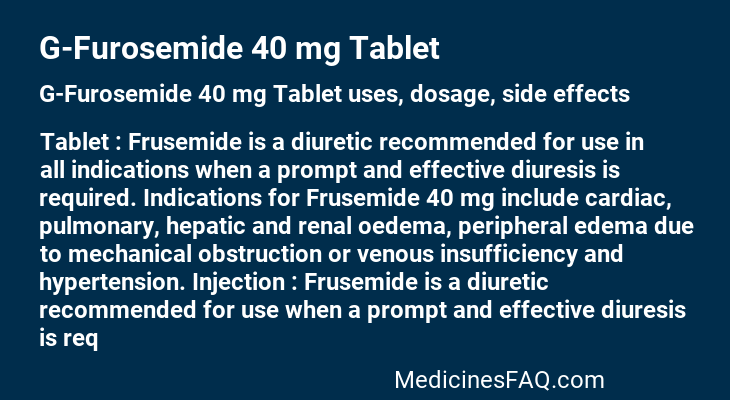 G-Furosemide 40 mg Tablet