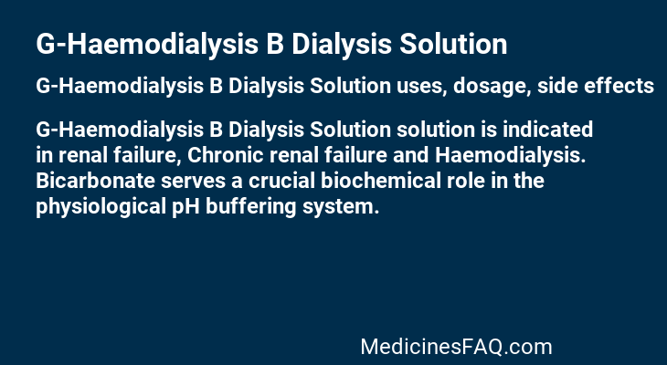 G-Haemodialysis B Dialysis Solution