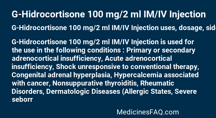 G-Hidrocortisone 100 mg/2 ml IM/IV Injection